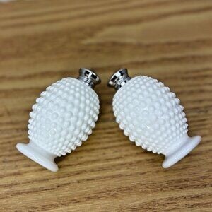 Elegant Vintage White Milk Glass Hobnail Salt & Pepper Shakers Japan